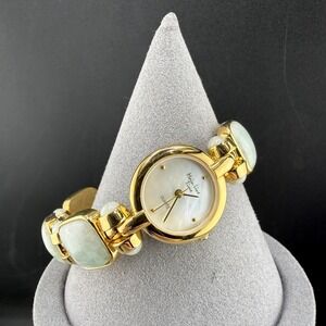 Main Line Time Gemstone Watch Gold Tone NEEDS BATTERY  7"